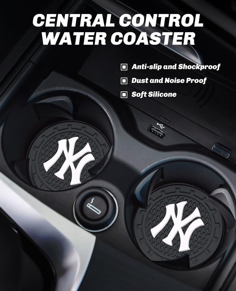 Kaleduo 2PCS Car Cup Holder Coaster,Auto Cup Holder Insert Coaster for New York Yankees Baseball Fans, Non-Slip Car Drink Holder Mat, Interior Accessories, NY Yankees - Image 2